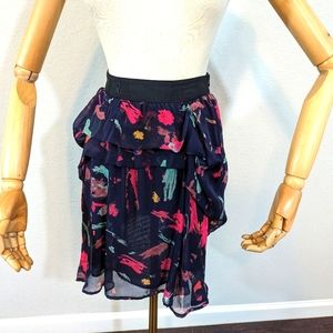 See by Chloe Silk Ruffled Pencil Skirt with Abstract Print / Size 2